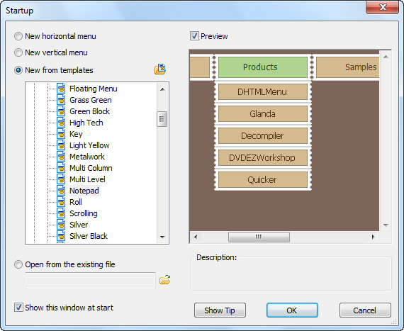 Pop up Menu - Menu Template