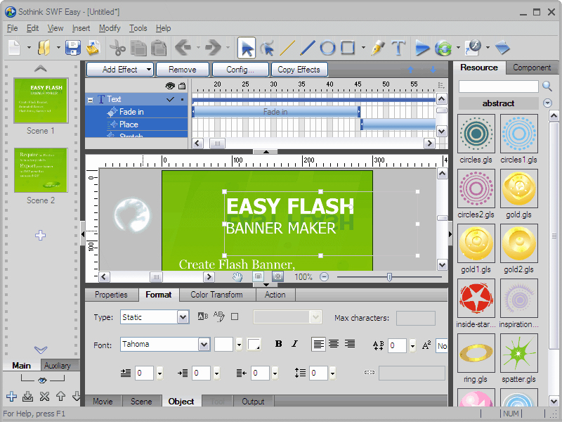 Create Flash banner as Ads in SWF/GIF/HTML5.