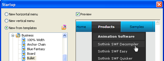 List Menu from Templates