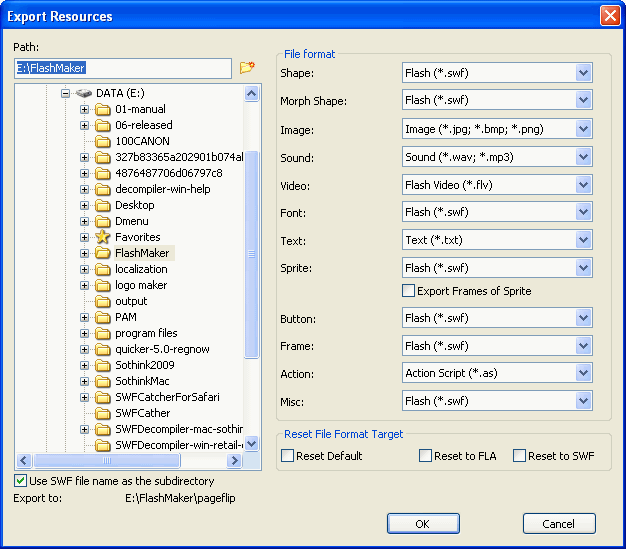 SWF Extractor Export Resources