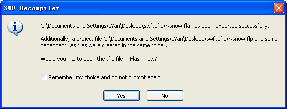 Choose to open the FLA file in Flash