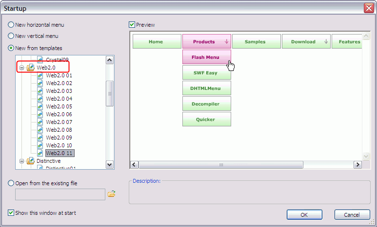 flash menu builder startup