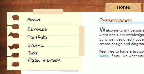 web menu - handwriting menu