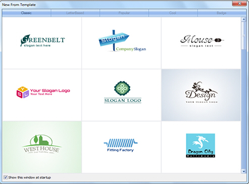 select template to create logo